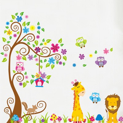 Decal dán tường vườn thú sư tử nâu