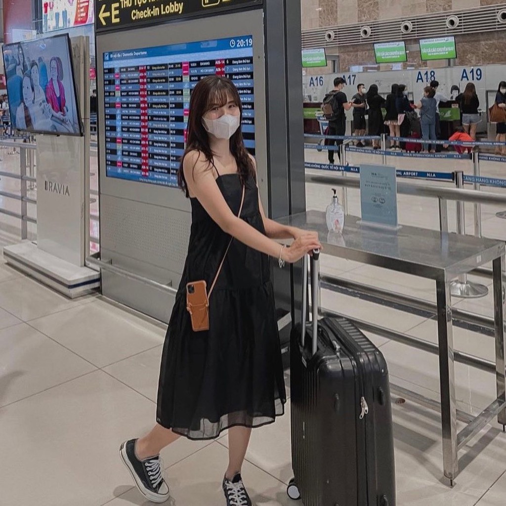 Đầm Xòe Midi Hai Dây Form Dài 95cm