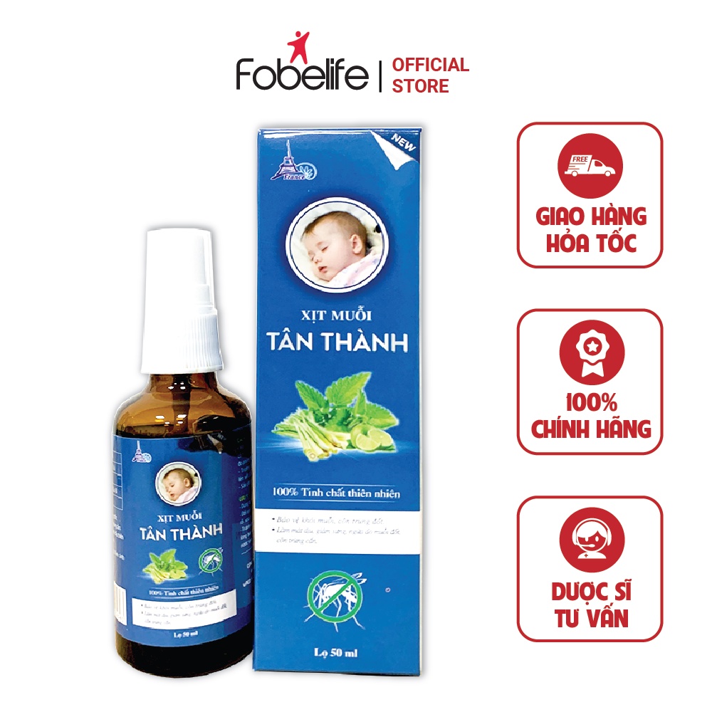 Xịt Chống Muỗi Tân Thành Fobelife Từ Tinh Dầu Thiên Nhiên - Chai 50ml