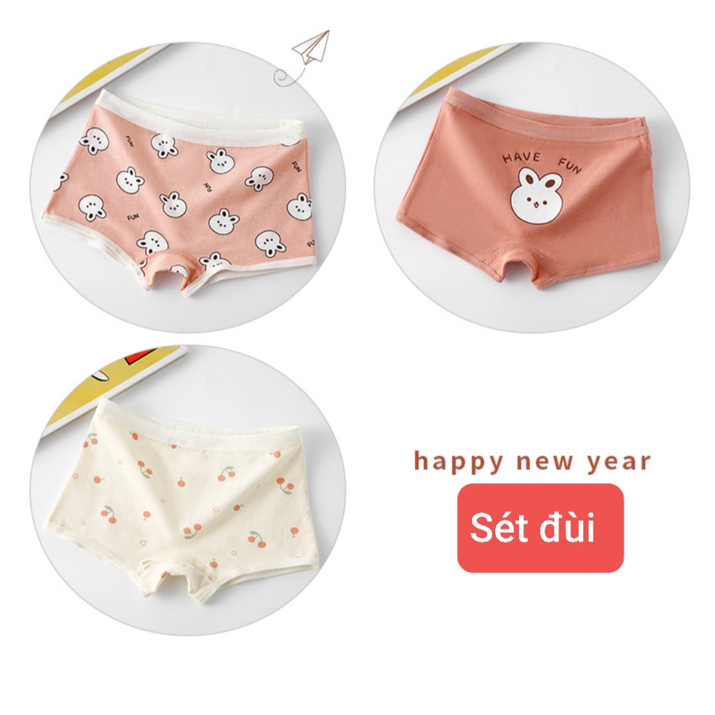 Quần chip cho bé gái sét 3 quần lót Thỏ Cute cực xinh xắn đáy kháng khuẩn
