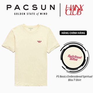Áo Thun Tay Lỡ Nam Nữ Pacsun Màu Vàng Thêu Chữ Spiritual Bliss