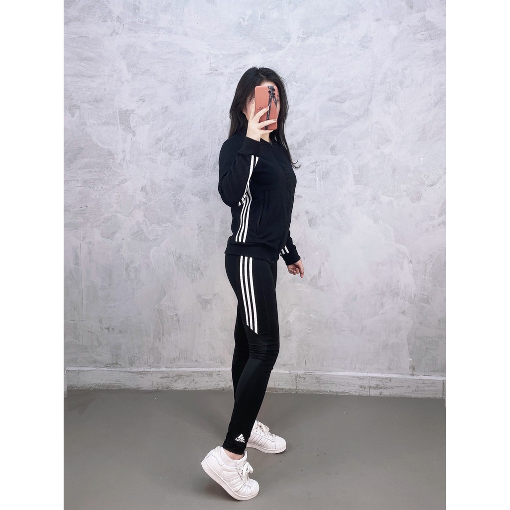 (HÀNG XUẤT XỊN) Áo khoác das đen 1782 3-STRIPES TRACKTOP WOMEN Made in Cambodia full tag code  SIZE S M L | BigBuy360 - bigbuy360.vn
