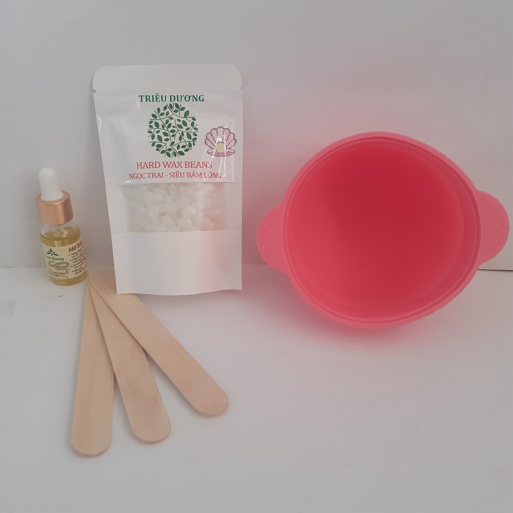 combo 1 chén chống dính silicon + sáp wax lông nóng cao cấp 50g + mỡ trăn 10ml, (tặng kèm que lấy sáp + đồ dũa móng)
