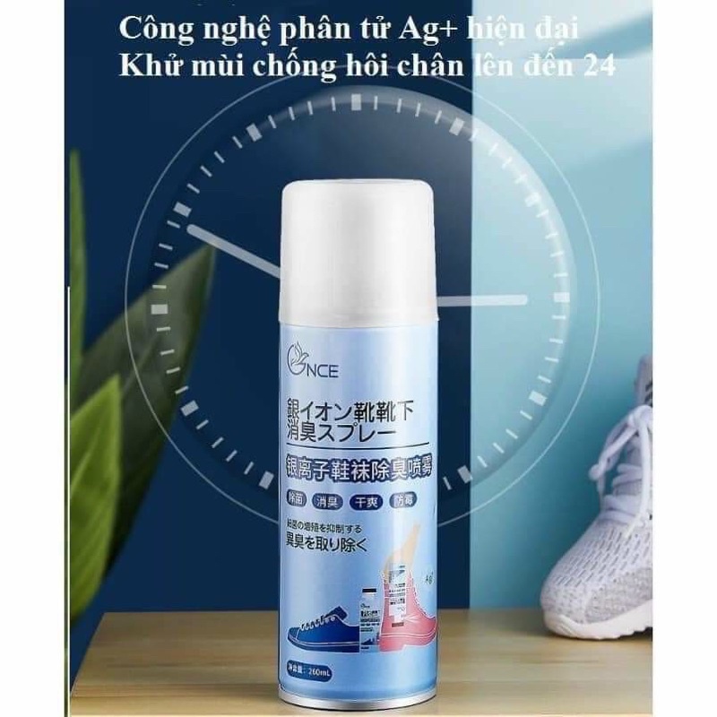 Chai xịt hôi chân Nhật bình sịt khử mùi giày công nghệ Nano Bạc mùi dịu nhẹ 260ml đánh bay mùi hôi dép chân tủ