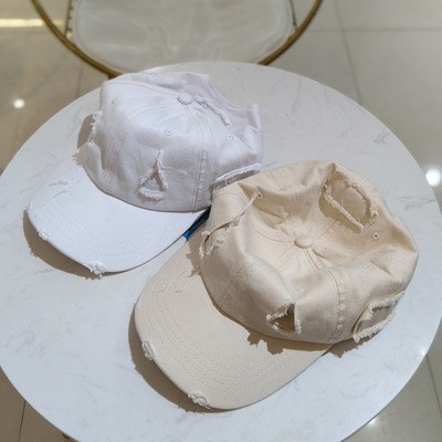 Mũ Lưỡi Trai Màu Trơn Mềm Mại Thiết Kế Rách Cá Tính Thời Trang Cho Nam Và Nữ