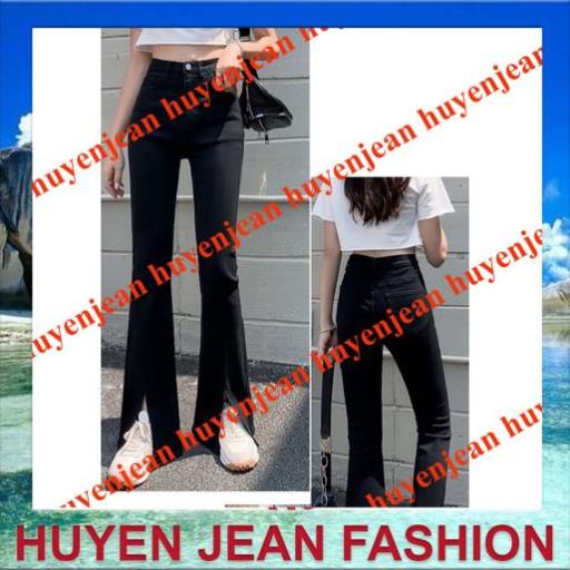 Quần loe xẻ gấu trơn_cạp cao co giãn