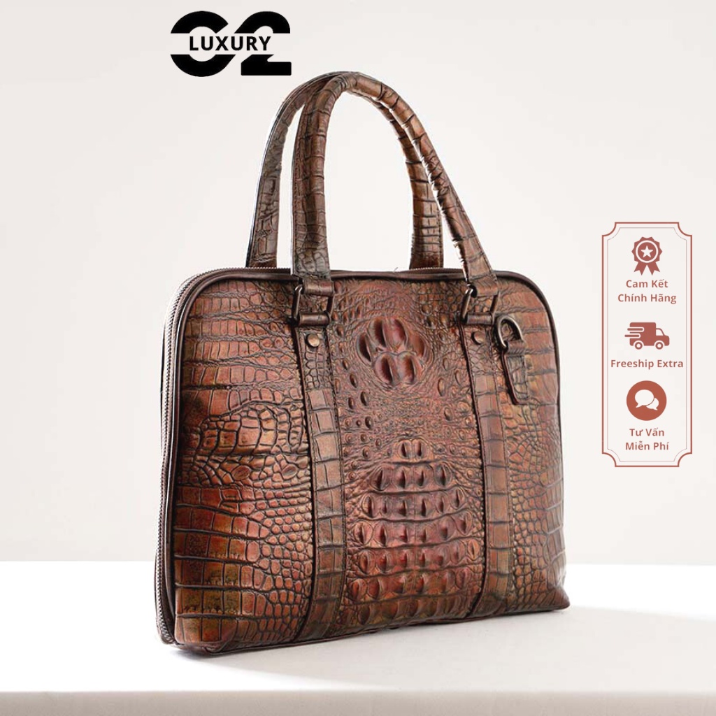 Túi xách nam Luxury túi nam da bò vân cá sấu cao cấp, lịch lãm, chất liệu cực bền hàng hiệu S mã K02-N Nâu Bò