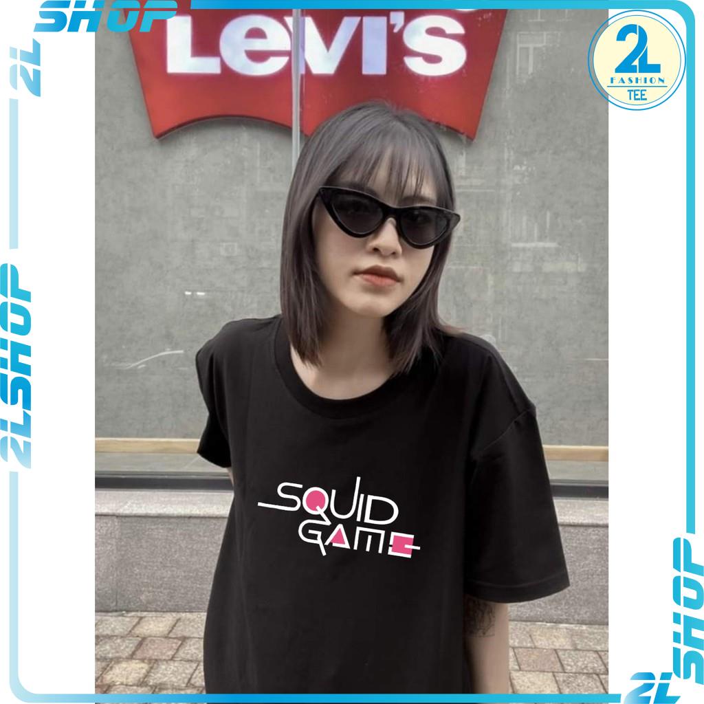 Áo thun tay lỡ  form rộng unisex nam nữ SQUID GAME TRÒ CHƠI CÂU MỰC hottrend