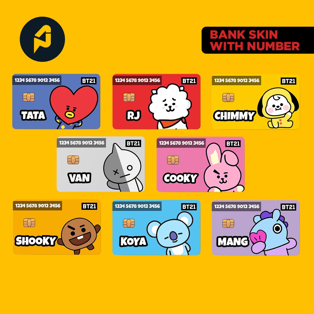 Skin Card BT21  - Miếng Dán ATM, Thẻ Xe, Thẻ Từ, Thẻ Chung Cư - Chất Liệu Chống Xước - Chống Nước