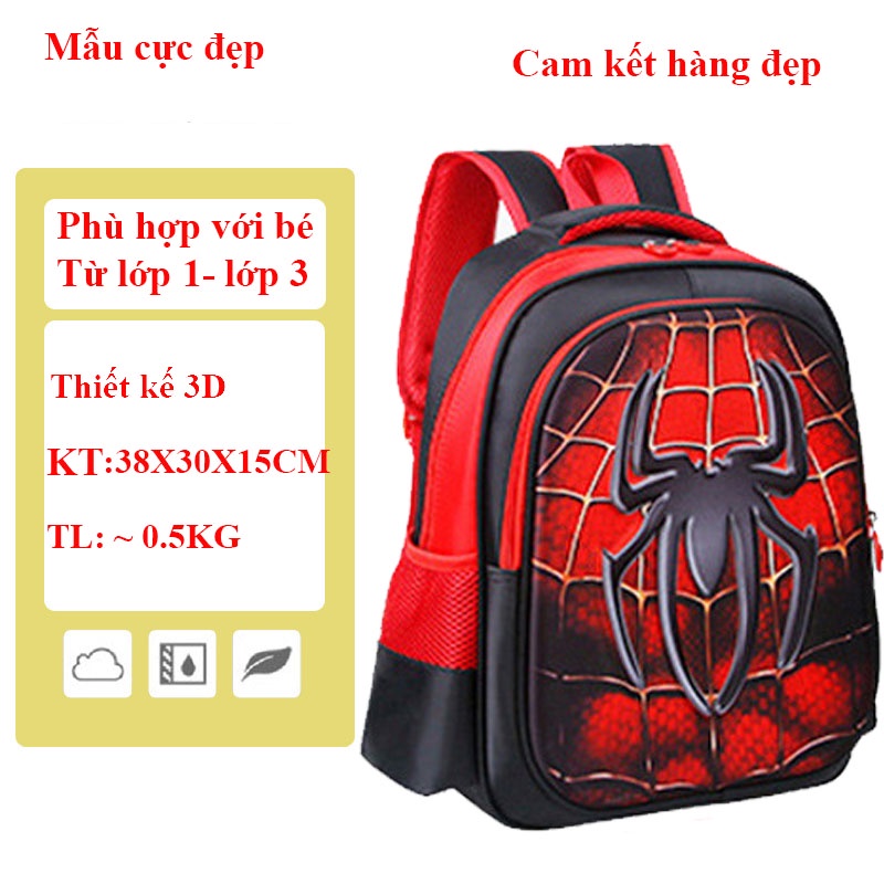 [Size38- Lớp 1-3] Balo học sinh tiểu học cặp sách học sinh tiểu học cho bé trai hoạt tiết hoạt hình siêu nhân 3D ...