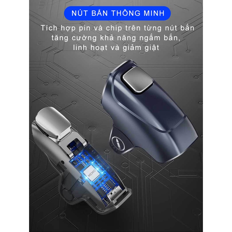 Nút bắn gaming kèm tản nhiệt MEMO AK03 LED RGB | Pin sạc trực tiếp | Công nghệ gió lốc xoáy chuyên chơi game điện thoại | BigBuy360 - bigbuy360.vn