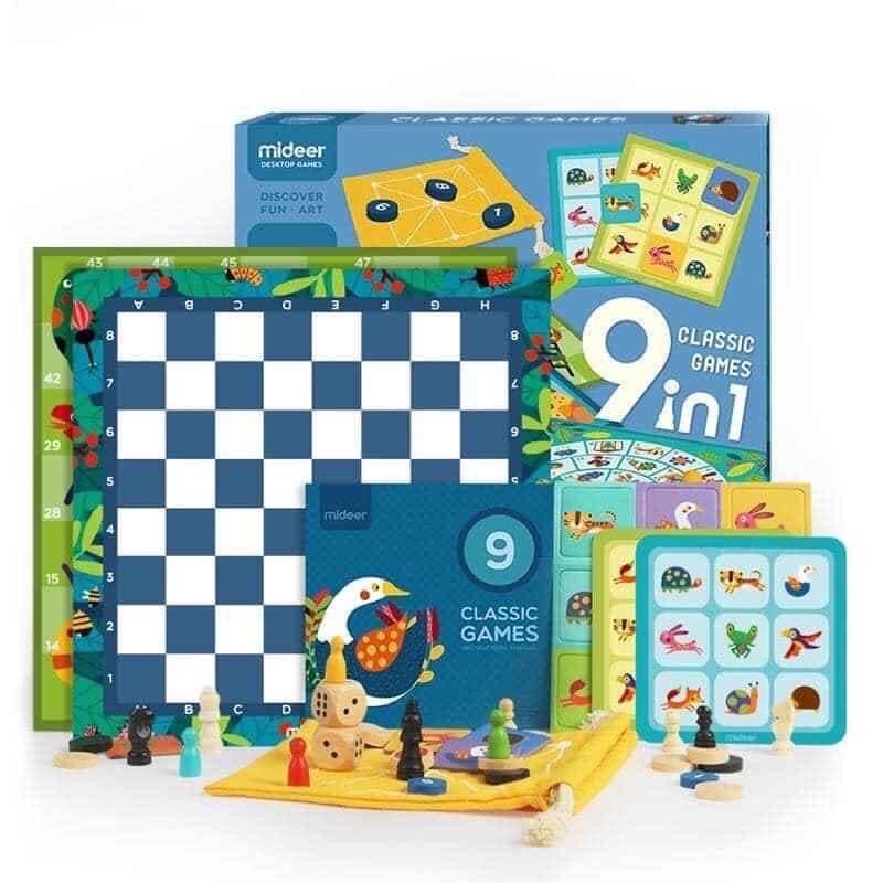 Bộ trò chơi Cổ điển 9in1 Classic Board game hãng Mideer