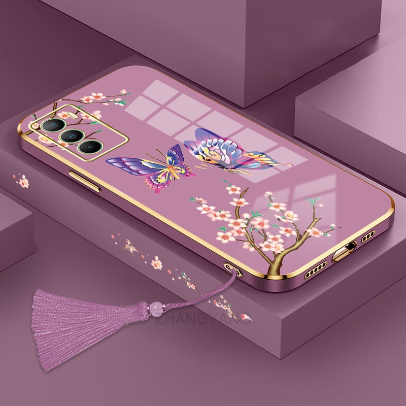 ốp lưng oppo a3s a12e Ốp Điện Thoại Silicon Họa Tiết Bươm Bướm Kèm Dây Đeo Cho oppo a3s a12e