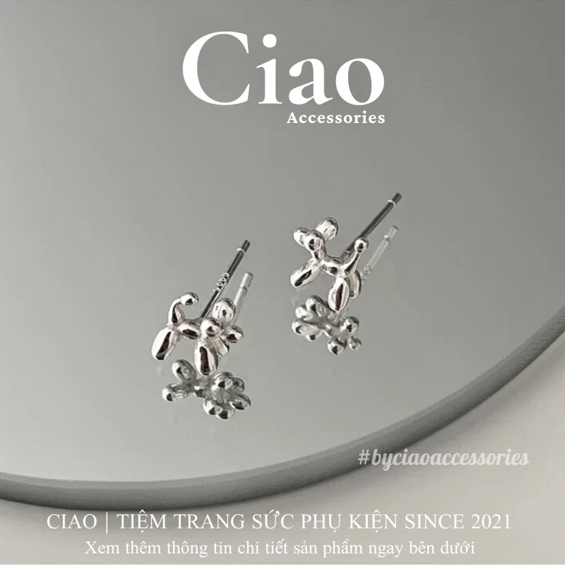 [HOT TREND] Khuyên tai/ Bông tai mạ bạc S925 thiết kế hình cún bong bóng Bubble Puppy Ciao