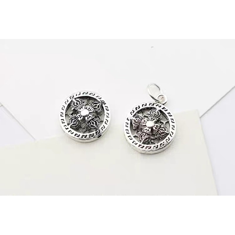 Charm Bạc Thái Bánh Xe Kinh Luân Chuỳ kin cang đôi