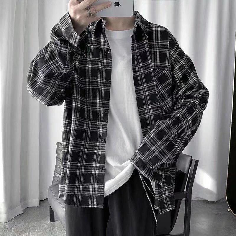 Áo Sơ Mi Sọc Ca Rô Thời Trang Hàn Quốc Cá Tính Cho Nam áo sơ mi ca rô áo sơ mi nam đẹp áo sơ mi tay dài áo thun from rộng