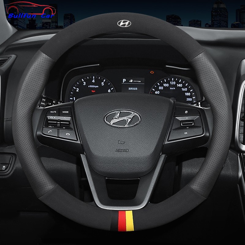 Vỏ Bọc Vô Lăng Xe Hơi Bằng Da Thoáng Khí Cho Hyundai Elantra i10 Grand Starex SantaFe Sonata Tucson Getz Matrix Accent Lafestara ix25 ix35 2018 2019 2021