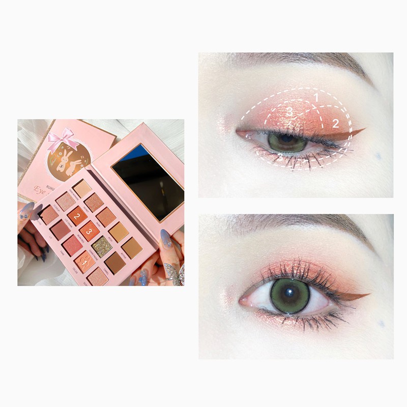 Bảng phấn mắt 15 ô nhũ lì Ruhuatuo Eyeshadow Thỏ Nơ Senabeauty | BigBuy360 - bigbuy360.vn