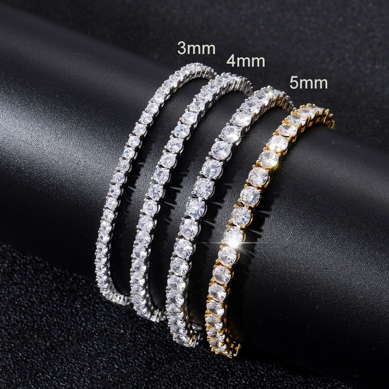 Vòng Tay Dây Xích Nhiều Màu Sắc Đính Đá Zircon Phong Cách HipHop Dành Cho Nam