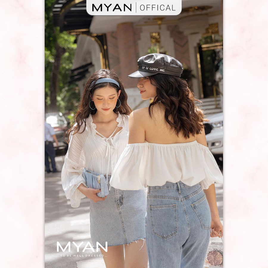 Áo Kiểu Cổ Yếm Trễ Vai MYAN Thiết Kế Tay Liền Chất Lụa Nhung  AVN072101