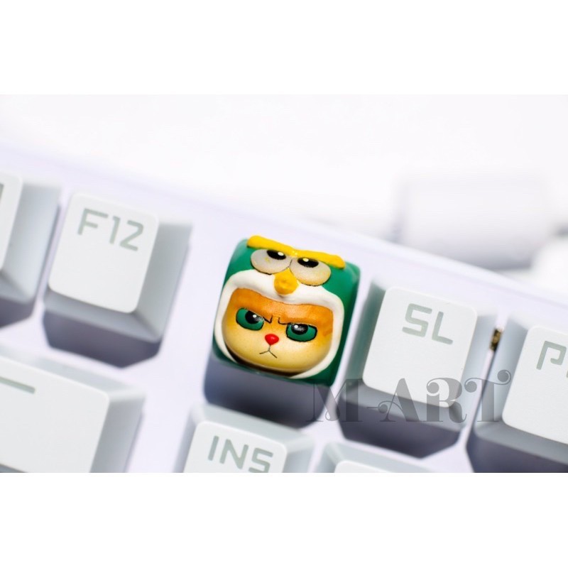 Keycap - Nút Bàn Phím Gaming - Nút Bàn Phím Cơ Mặt Mèo Hờn Dỗi  - Chim Xanh Lá - KC026