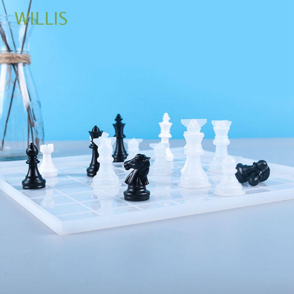 Khuôn silicon đúc quân cờ vua quốc tế từ nhựa resin epoxy 3D màu trắng tiện dụng