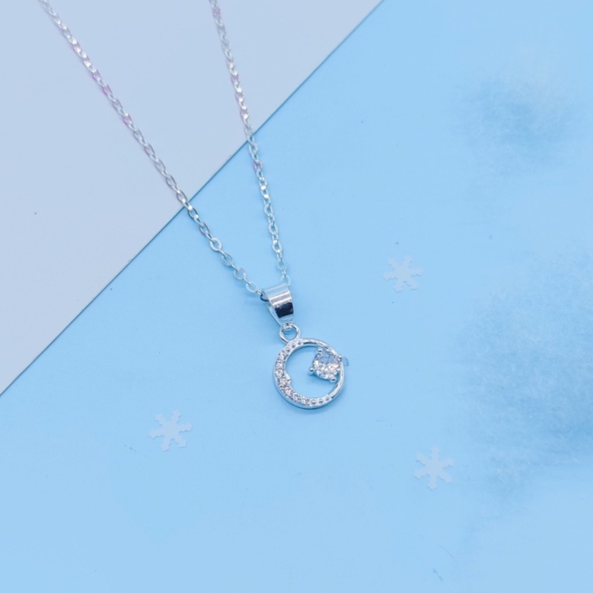 Dây Chuyền Bạc Blue Peach Diamond In Circle DC667