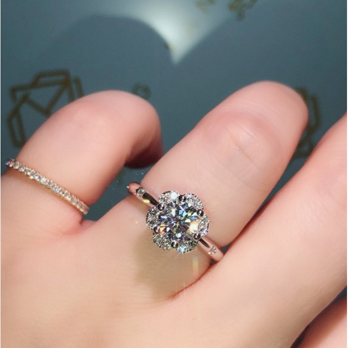 1 Nhẫn Cưới Mạ Bạc S925 Khảm Kim Cương Nhân Tạo Thời Trang Có Thể Tùy Chỉnh Sáu Vuốt