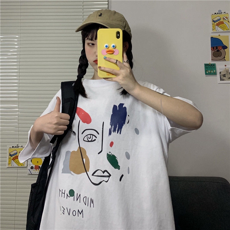 Áo thun ngắn tay form rộng phong cách Hàn Quốc thời trang