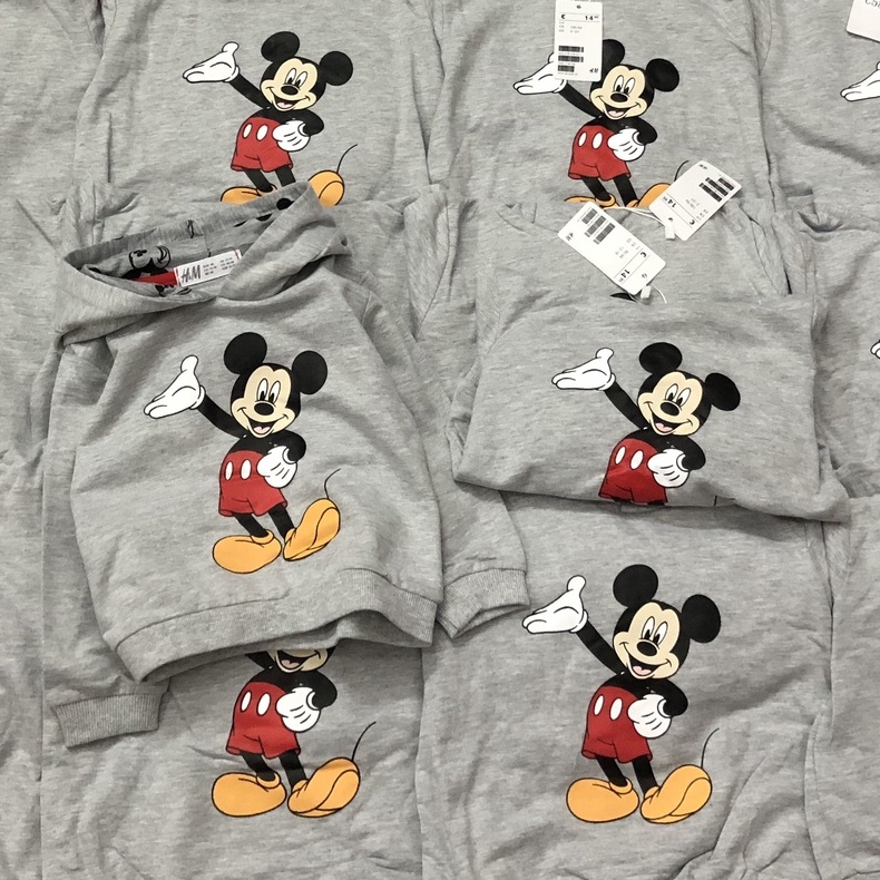 Áo nỉ bé trai - Áo nỉ hoodie MICKEY HM màu ghi cho bé trai size 1-5t