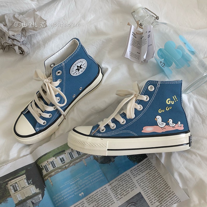 bỏ (HÀNG ORDER) Giày vải hoạt hình dáng converse phong cách ulzzang Hàn Quốc
