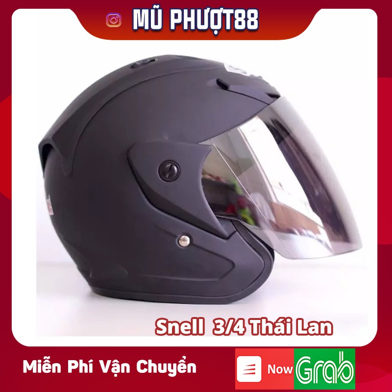 MŨ Snell THÁI LAN 3/4 ĐẦU ĐEN NHÁM