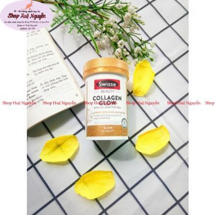 Viên uống đẹp da Swisse Beauty Collagen Glow With Collagen peptides 60 tablets