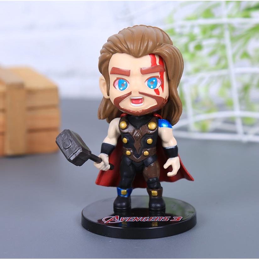 Mô Hình 6 Nhân Vật Siêu Anh Hùng DC Marvel Thần Sấm Thor Người Nhện Spider Man Batman Iron Man Super Man Captain America