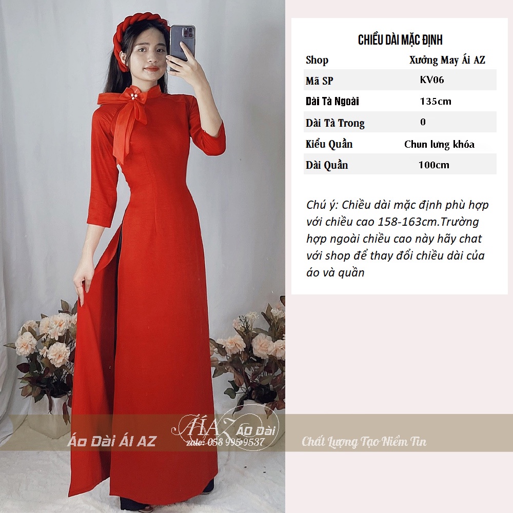 Áo Dài Truyền Thống Nữ Tay Lỡ AZ04