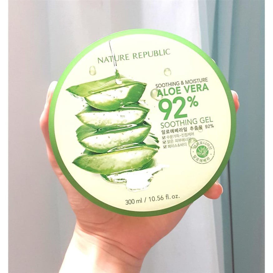 Gel Lô hội Dưỡng Da đa năng NATURE REPUBLIC Soothing Moisture Aloe Vera 92% Soothing Gel Nha Đam Hàn Quốc 300ml.