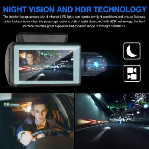 Camera Hành Trình ONTEKCO DASHCAM Ống Kính Kép 3" Ghi Hình DVR 1080P hồng ngoại ban đêm siêu sáng | BigBuy360 - bigbuy360.vn