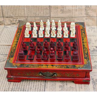 Vintage Chinese Terracotta Warriors Chess Board Game Set Gift Friends Family