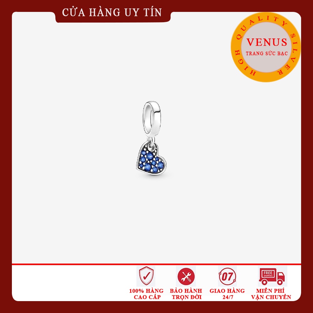 Charm treo tim nhỏ xanh đậm- Bạc 925- Mã sản phẩm VENUSM1