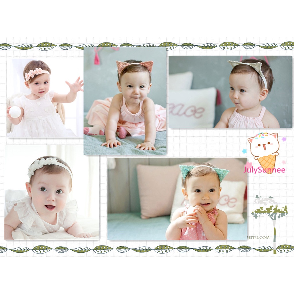 Băng đô 3 bông hoa vải vôn đính hạt / tai mèo dễ thương xinh xắn cho bé yêu