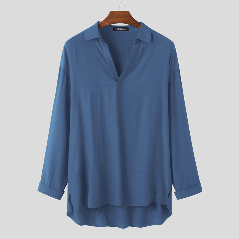 Áo sơ mi tay dài màu trơn thời trang thu đông cho nam