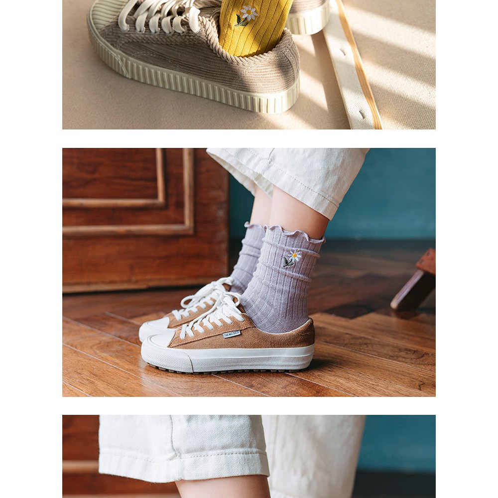 Tất aimin cao cổ thêu hoa