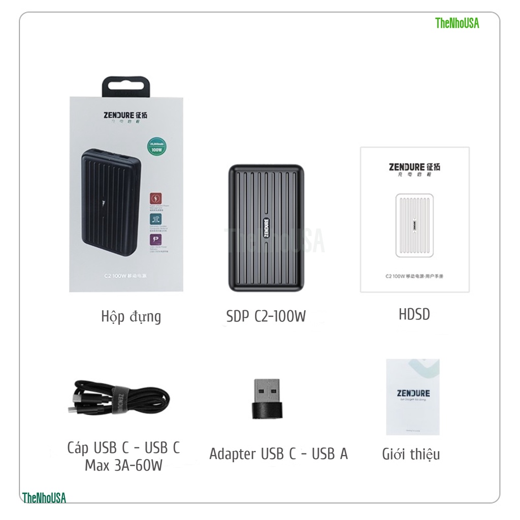 Sạc dự phòng Zendure C2-100/118W 20.000mAh  - BH 12T