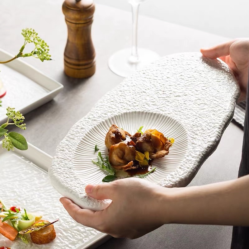 Đĩa sứ Oval nhà hàng cao cấp - Bắc Âu