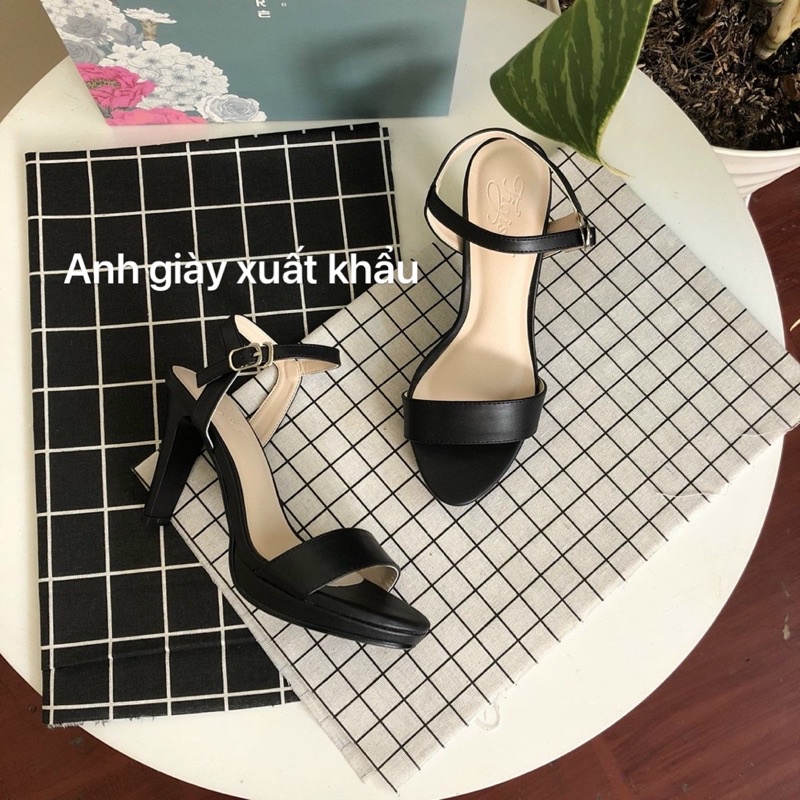 SD09 - Sandal nâng đế quai ngang da lì gót dẹt 9p hàng Việt Nam xuất khẩu