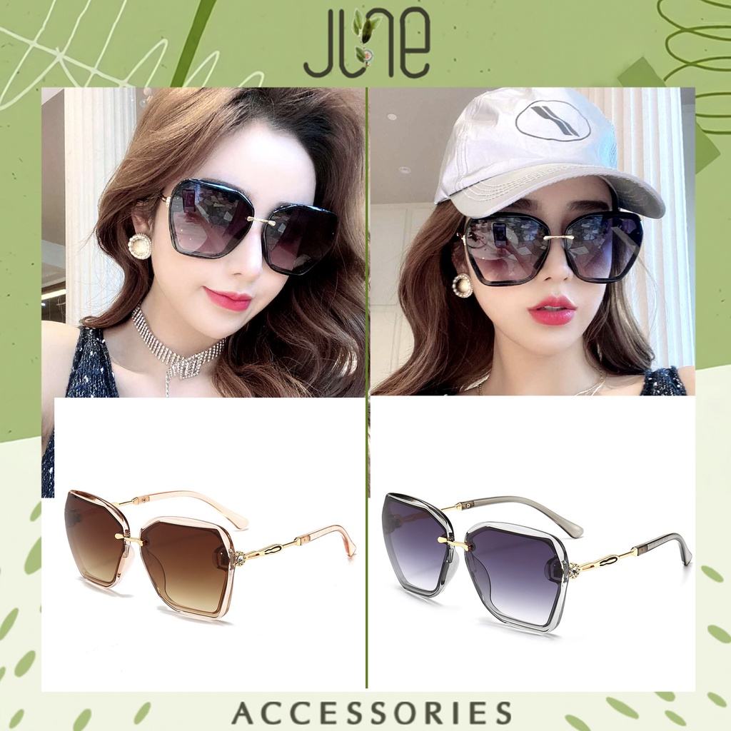 Kính mát nữ gọng thép chống tia uv400 kính râm to bản thời trang hàn quốc 6048 June accessories