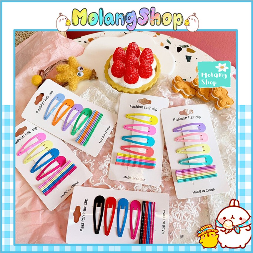 Set Kẹp Tóc 12 Món Hàn Quốc Mix Màu Siêu Xinh Molangshop