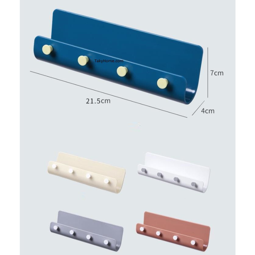 Giá Dán Tường Để Đồ Tiện Dụng, Móc Treo Đồ: Chìa Khóa, Điện Thoại, Đồ Dùng Cá Nhân, Sử Dụng Miếng Dán 3M. TakyHome 4002