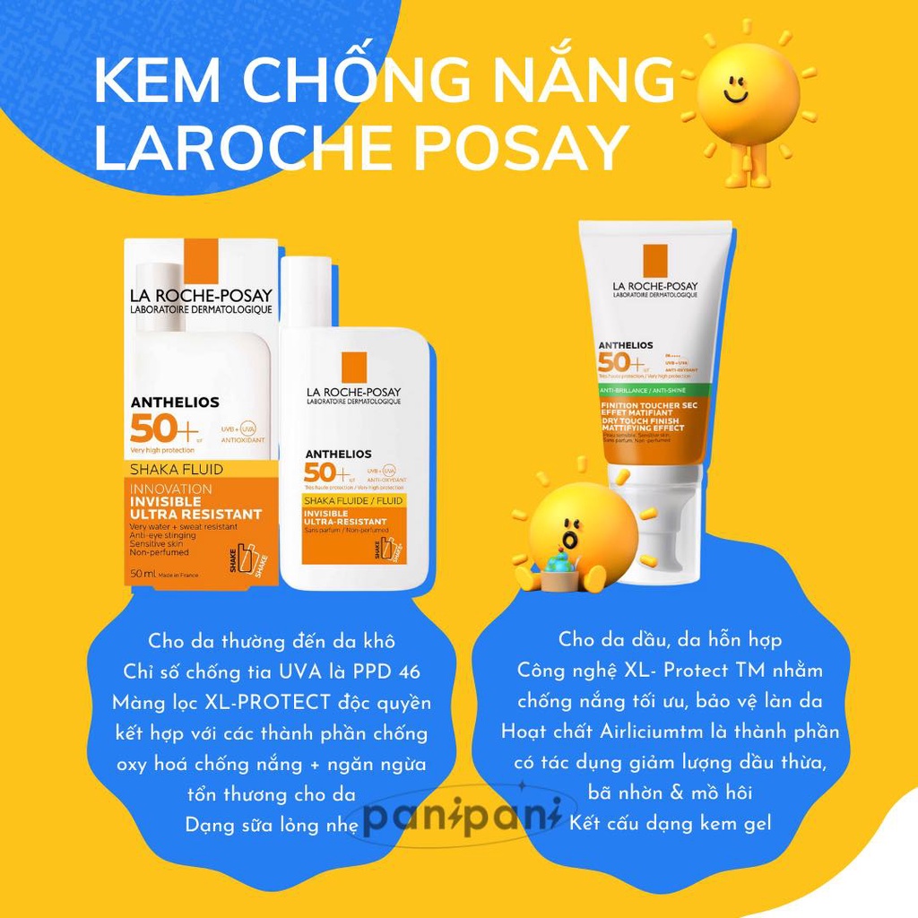 [100% AUTH] Kem Chống Nắng L aroche P osay Vạch Xanh Anthelios/ Vạch vàng Shaka Fluide Spf50+ 50ML