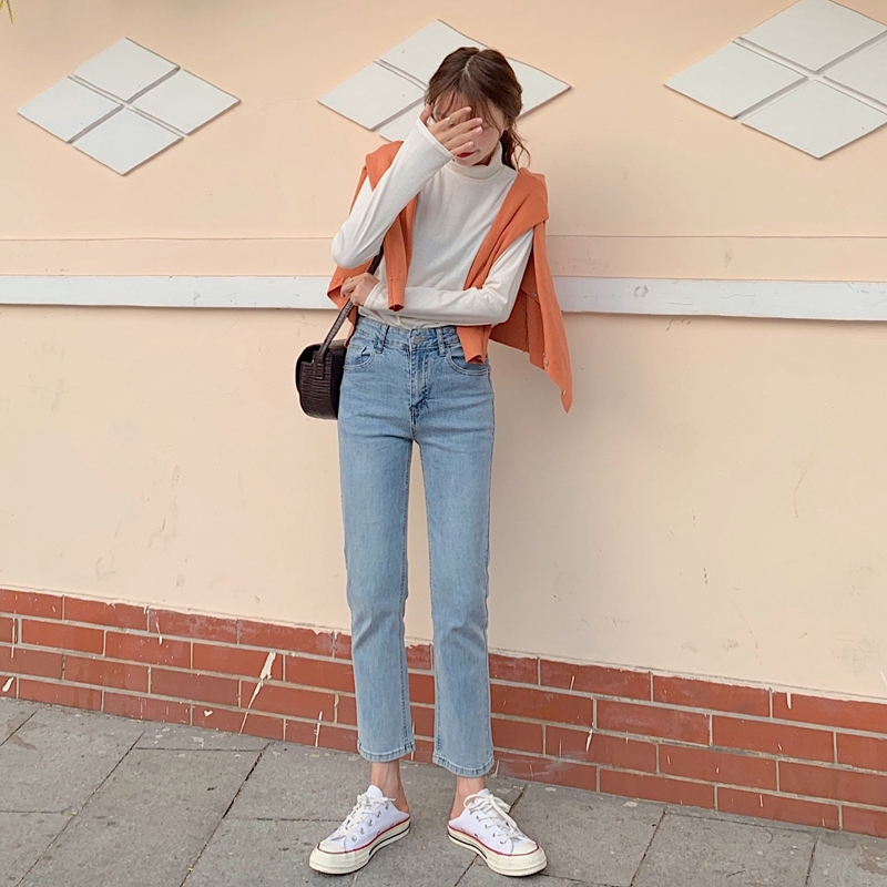 Quần jeans dài dáng ôm lưng cao cá tính 32840